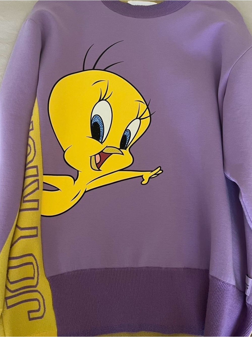 JOY RICH LA Tweety Graphic Sweatshirt in Lavender and Yellow
